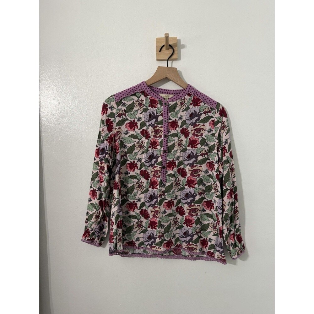 Matilda Jane Women’s Dusk Or Dawn Tunic Blouse Floral Button Front Top Sz Med